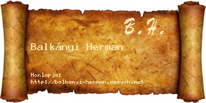 Balkányi Herman névjegykártya